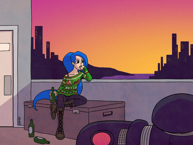 A comic illustration from webcomic Jenny Music by Eddie Monotone